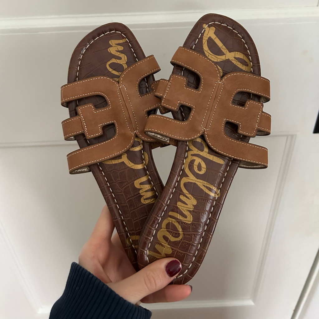 Sam Edelman Leather Tan Bay Slide Sandals
